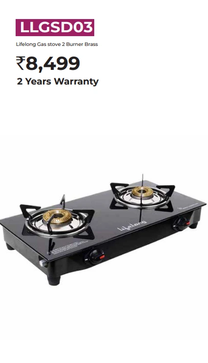 LLGSD03 Lifelong Gas stove 2 Burner Brass
