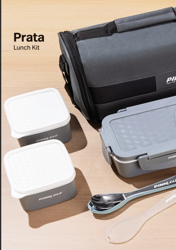 Pinnacle Prata Stainless Steel Lunch Box Kit with Insulated Bag | Lunch Box for Kids & Office Women | Lunch Box for School | Spoon & Fork Set | Leak Proof Lunch Box | (Green)