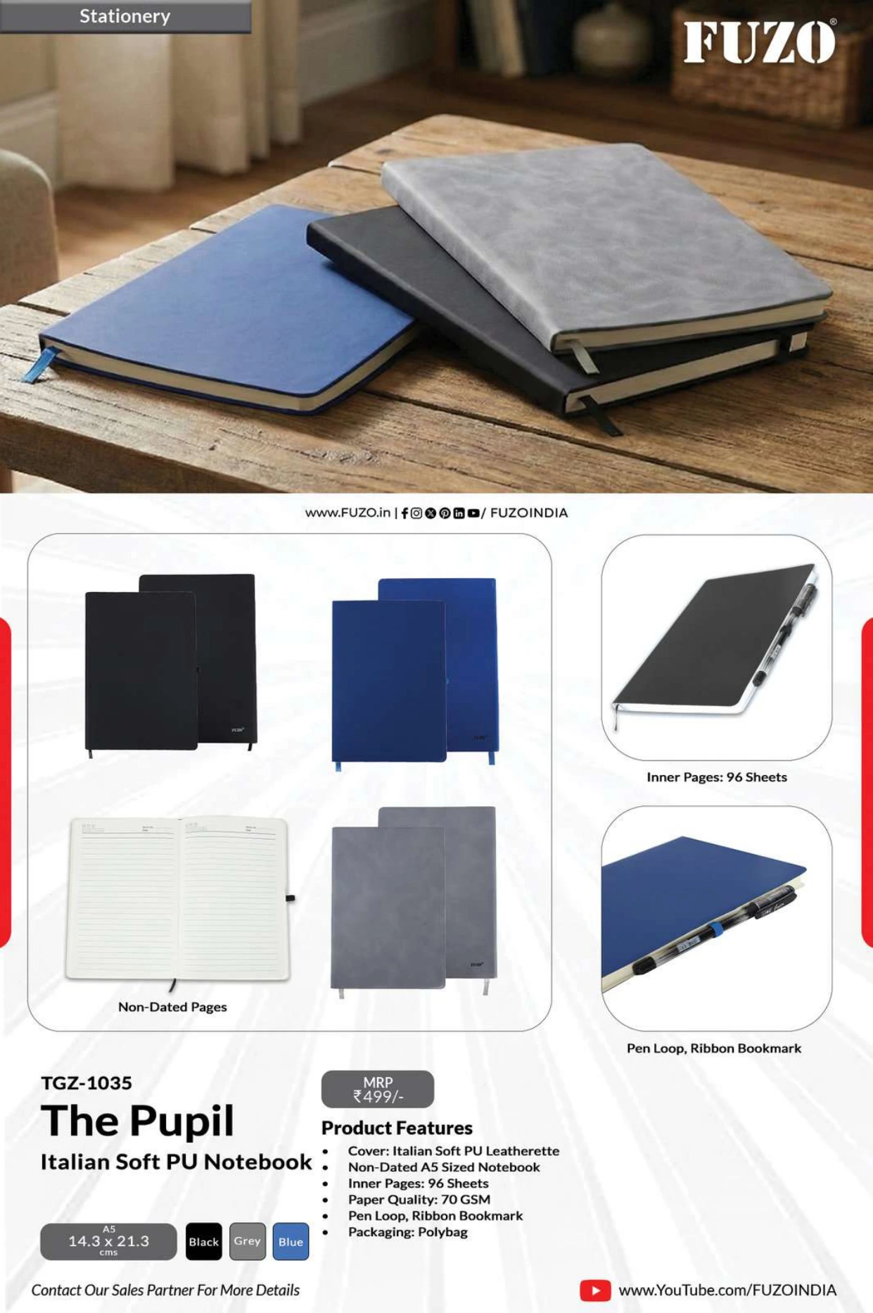 TGZ-1035 The Pupil Italian Soft PU Notebook