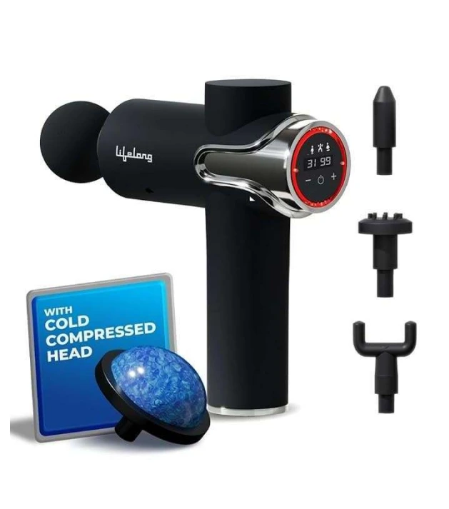 Lifelong LLGM189 Gun Massager with 5 Massage Heads |4700 RPM| 3 Modes & 99 Speed Settings