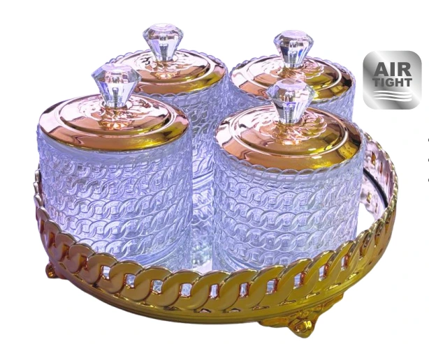 AUREO 4 Jars with Mirror Tray
