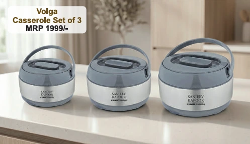 Sanjeev Kapoor Volga Casserole Set of 3 Stainless Steel