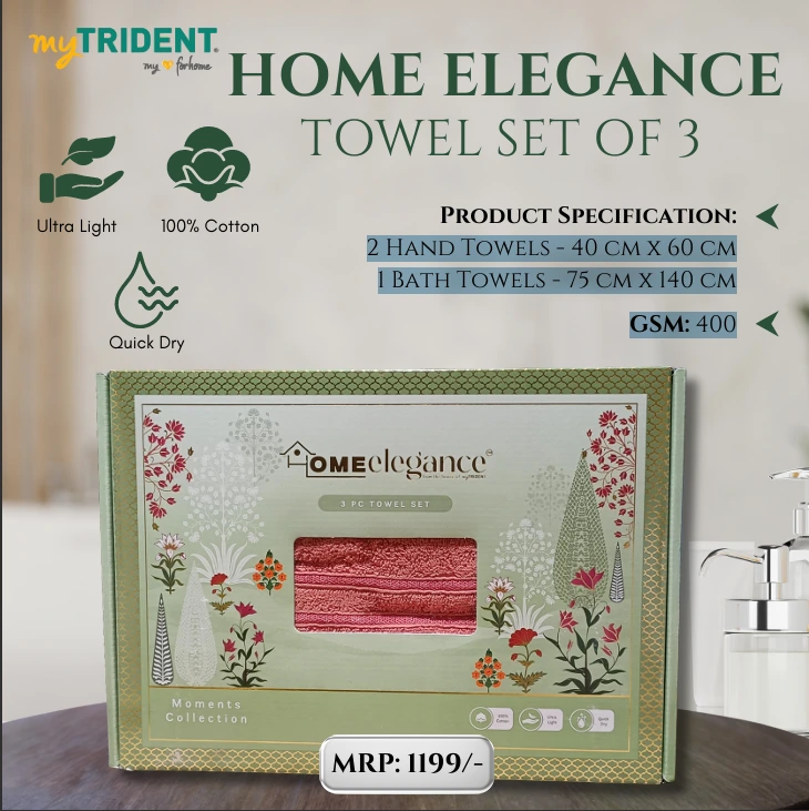 HOME ELEGANCE Towel set of 3