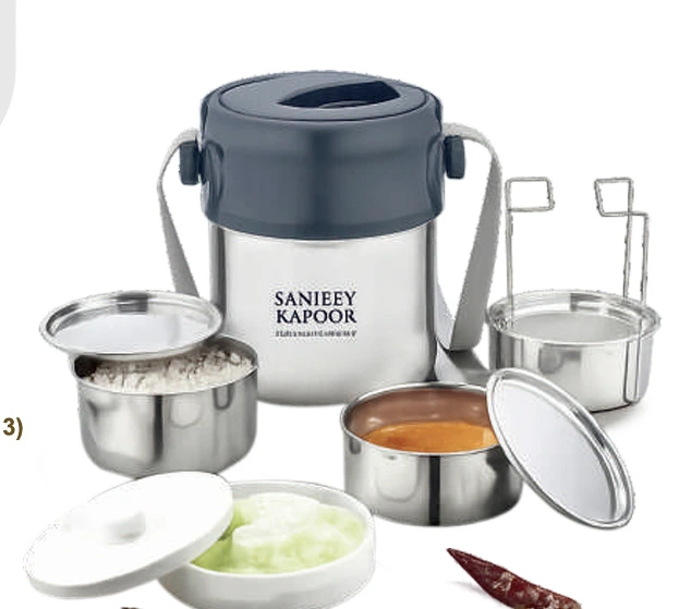 Sanjeev Kapoor by Classic Essentials 3-Piece Stainless Steel Leak-Proof Insulated Lunch Box Set