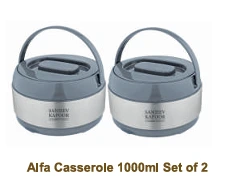 Thermoware Stainless Steel Alfa Casserole set of 2 by Sanjeev Kapoor, Capacity: 1000 ml