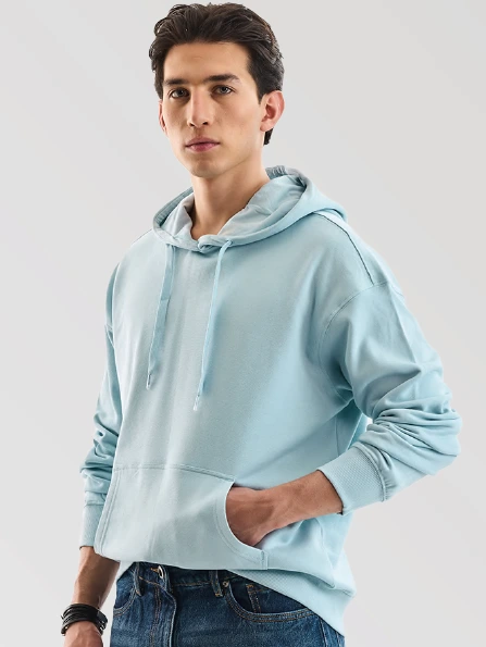Solid Hoodie-Light Blue