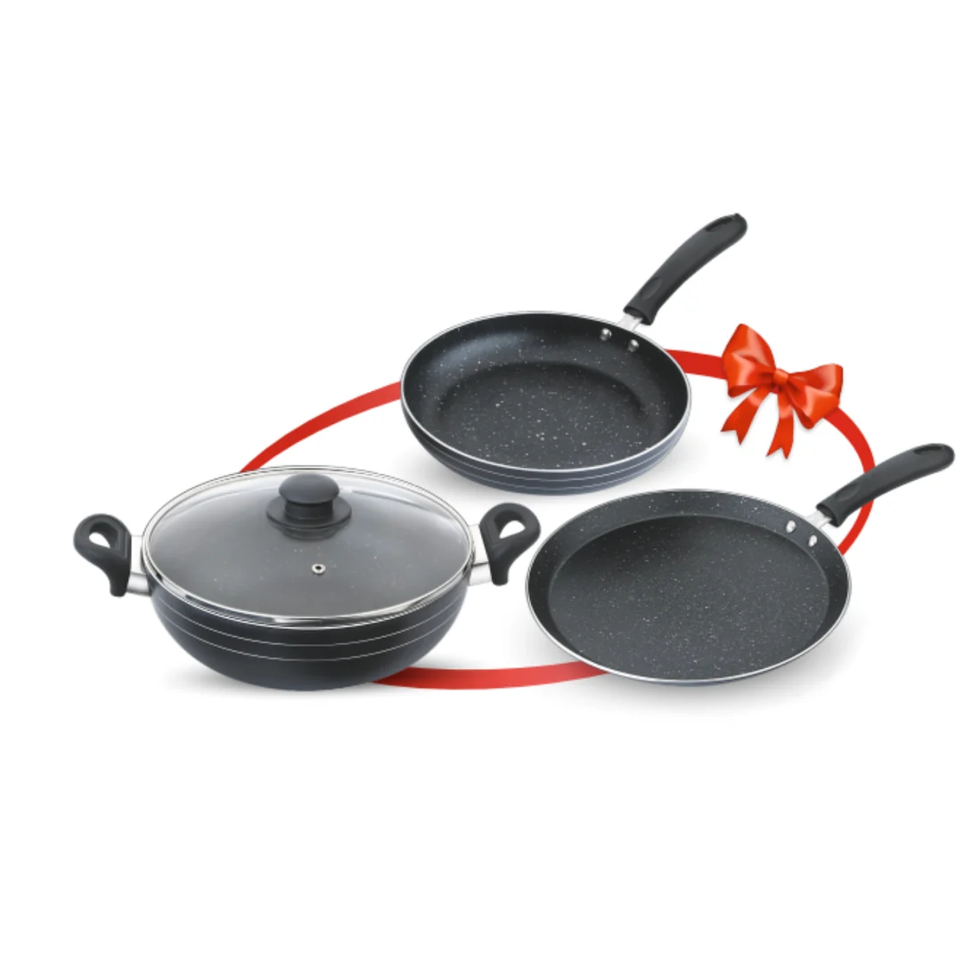 Non Stick Cookware Set (Induction Base) Kadhai,FryingPan, Dosa Tawa