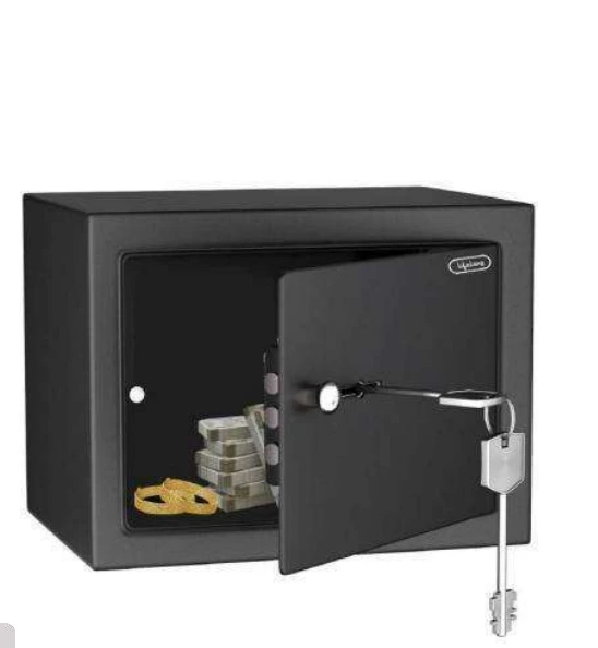 Lifelong Home Safe Locker with Key for Home, 8.6 Litre Capacity,3 Live Bolts, 5mm Sturdy Metal Door (LLHSM01, Black)