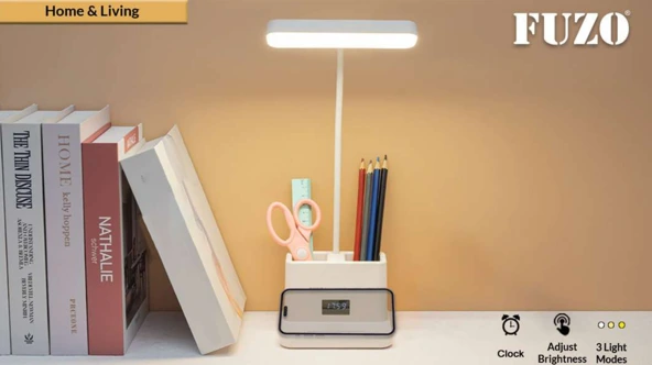 TGZ-1764 Ray Desk Lamp Digital Clock Pen Stand Mobile Stand