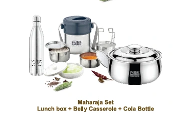maharaja set lunch box belly casserol cola bottle sanjeev kapoor