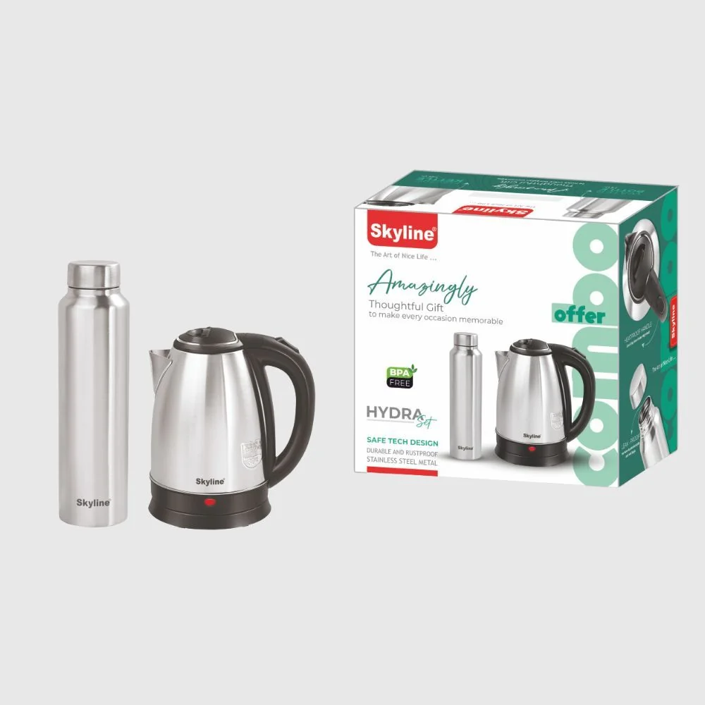 Electric Kettle & Steel Bottle Combo