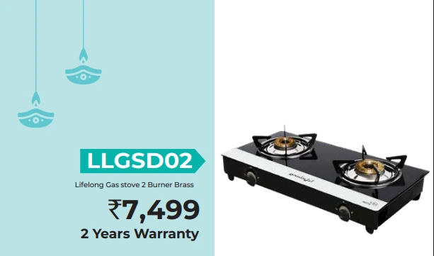 LLGSD02 Lifelong Gas stove 2 Burner Brass