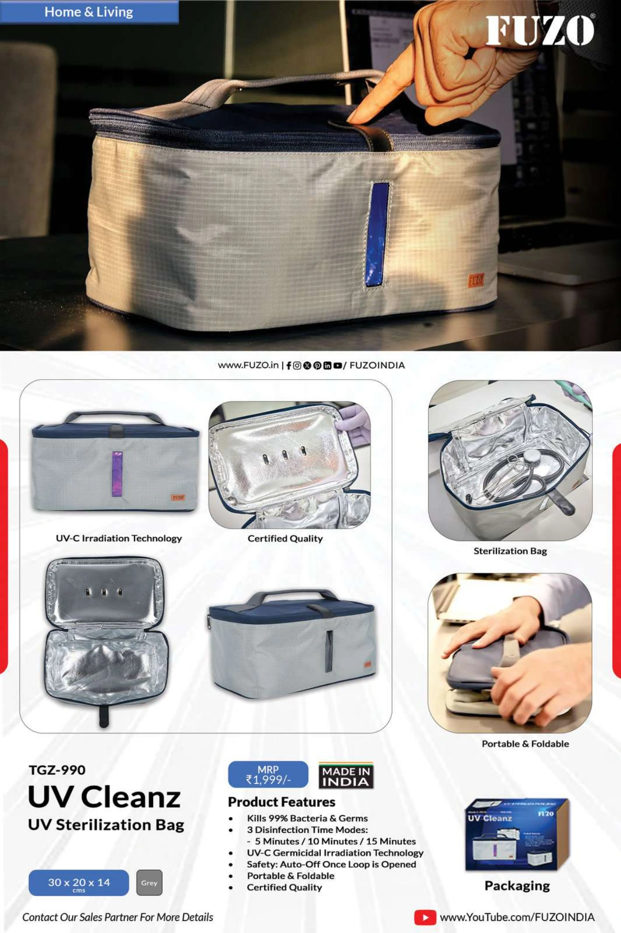 TGZ-990 UV Cleanz UV Sterilization Bag