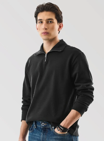 Half-Zip Sweatshirt-Black