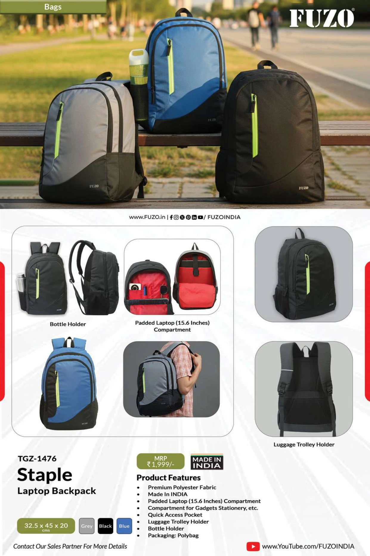 TGZ-1476 Staple Laptop Backpack