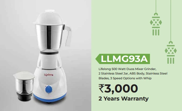 LLMG93A Lifelong 500 Watt Duos Mixer Grinder