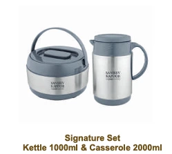 Classic Essentials Stainless Steel Insulated 1000ml Tea Kettle & 2000ml Casserole Combo Set
