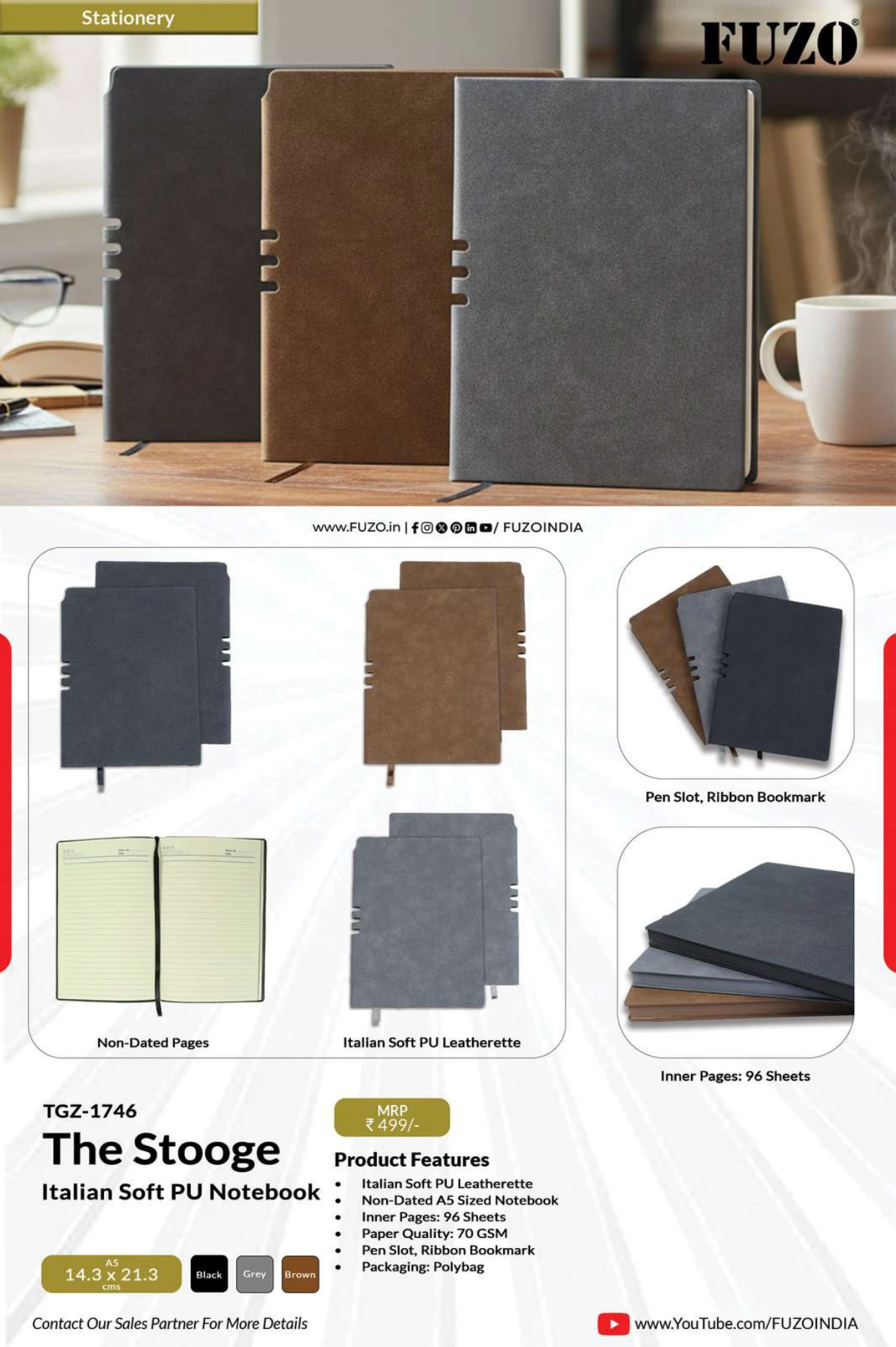 TGZ-1746 The Stooge Italian Soft PU Notebook