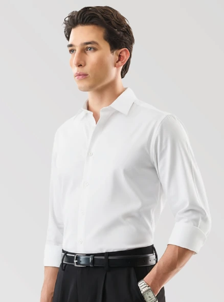 Satin Stretch Shirt-White