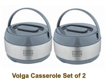 Sanjeev Kapoor Volga Casserole 2000 ml Stainless Steel set of 2