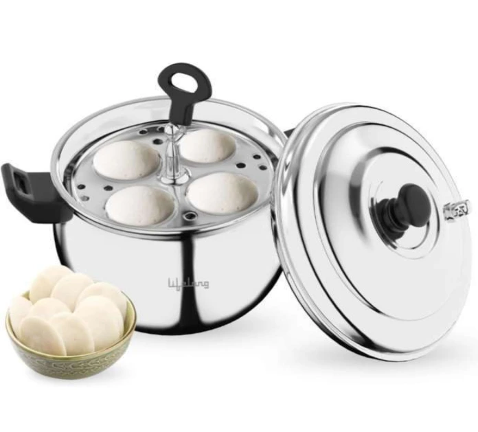 Lifelong Idli Cooker 3 Plate | 12 idlis | Stainless Steel Idli Cooker