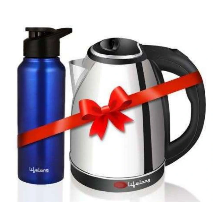 Lifelong LLEKBT01 Electric Kettle 1.5 Litre 1500W for Boiling Water, Soup with Leak proof 750 ML Stainless Steel Bottle Combo