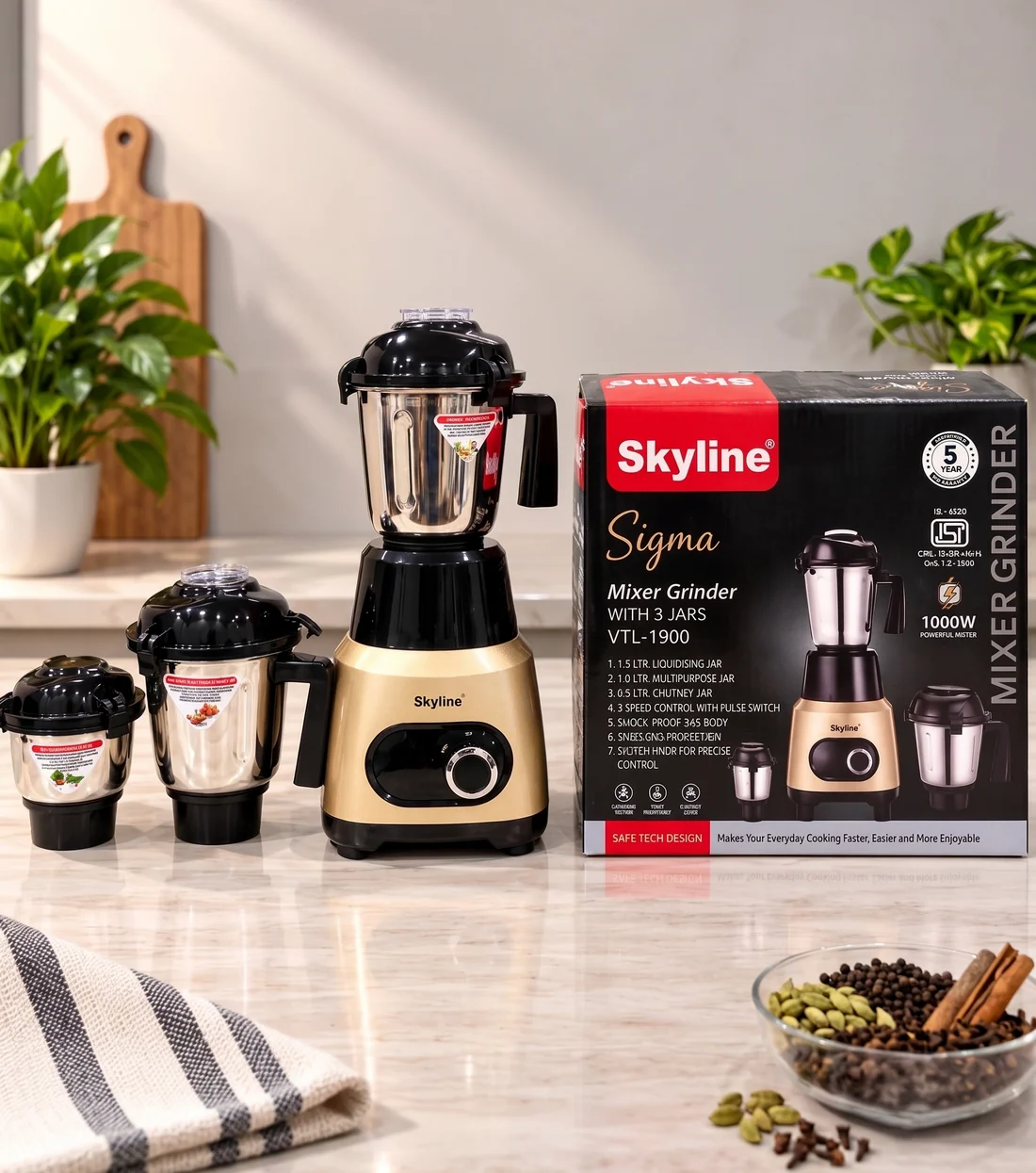 Mixer Grinder with 3 Jars (VTL-1900)