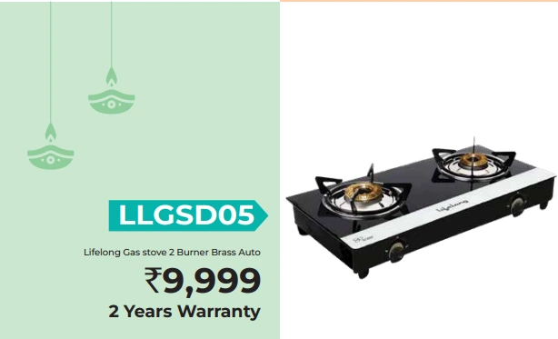 LLGSD05 Lifelong Gas stove 2 Burner Brass Auto