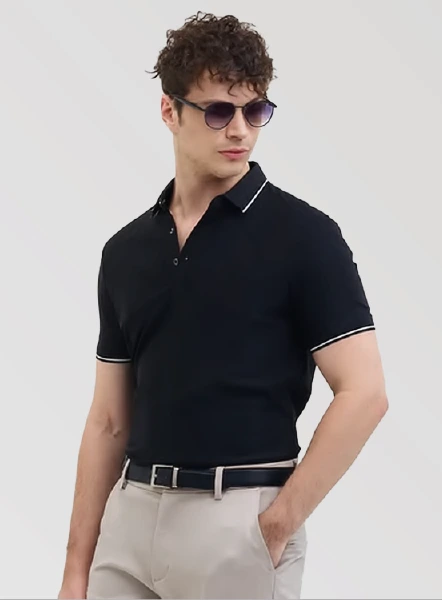 Technical Stitchless Tipping Polo-Black