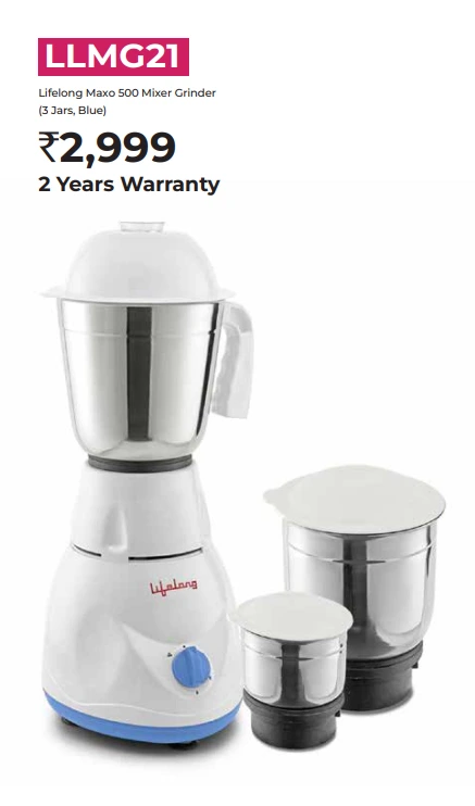 LLMG21 Lifelong Maxo 500 Mixer Grinder