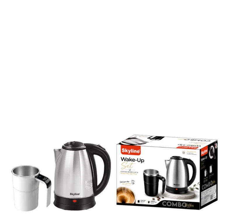 Electric Kettle & Magnetic Coffee Mixer Combo (WAKE UP SET)