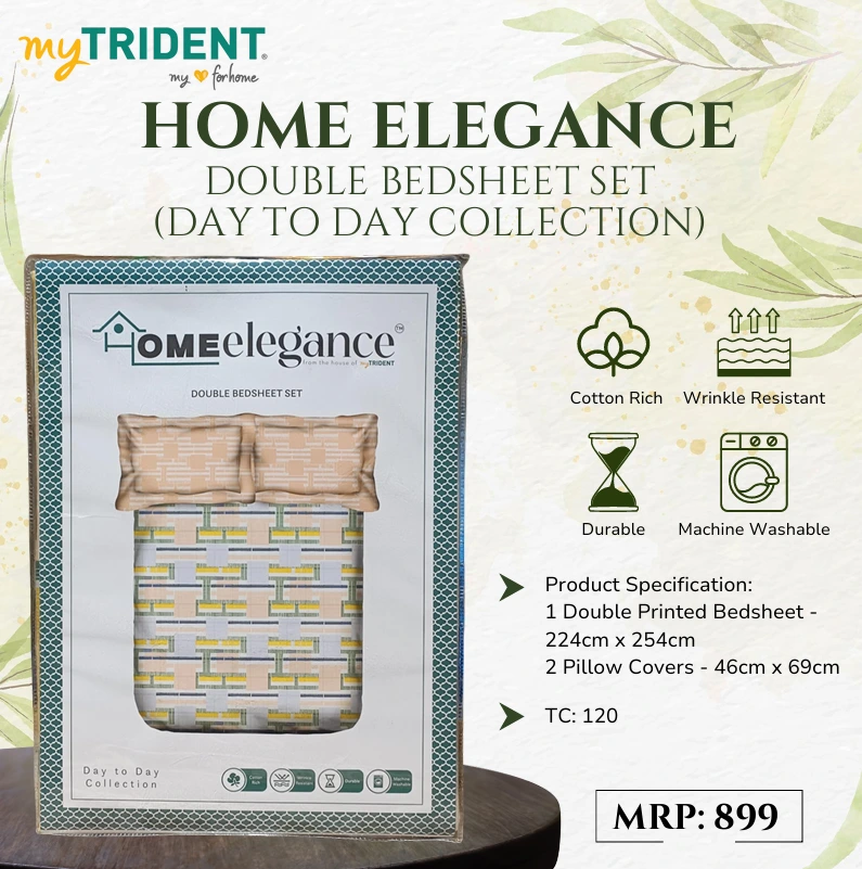 HOME ELEGANCE DOUBLE BEDSHEET SET (DAY TO DAY COLLECTION)