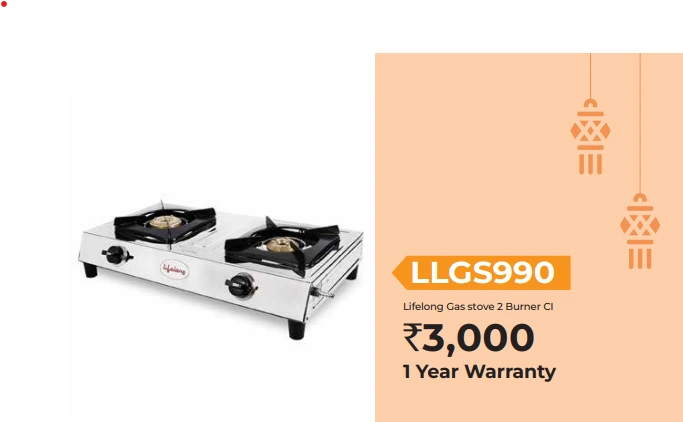 LLGS990 Lifelong Gas stove 2 Burner CI